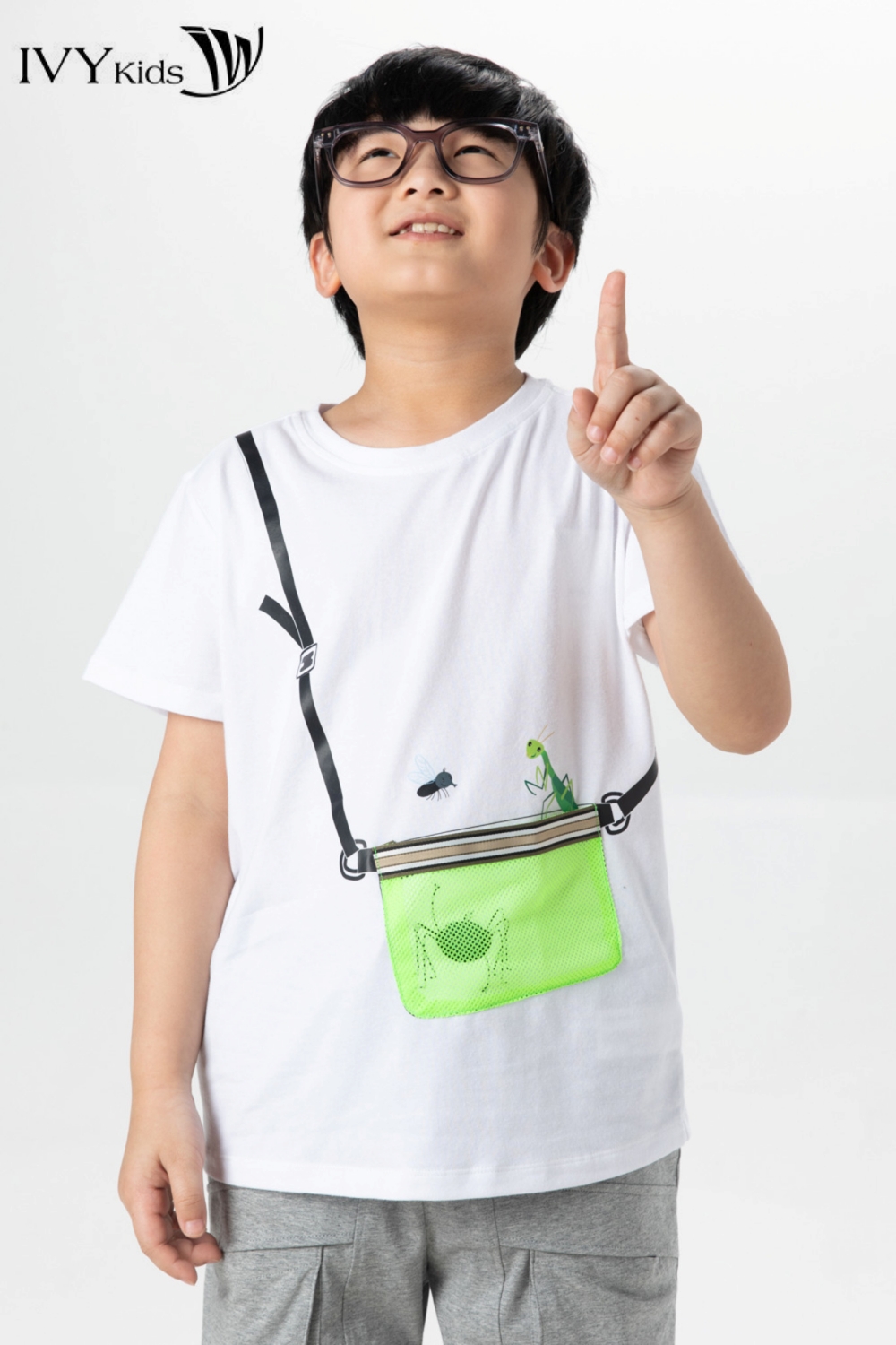 Áo thun phối túi lưới bé trai IVY moda MS 57K1386