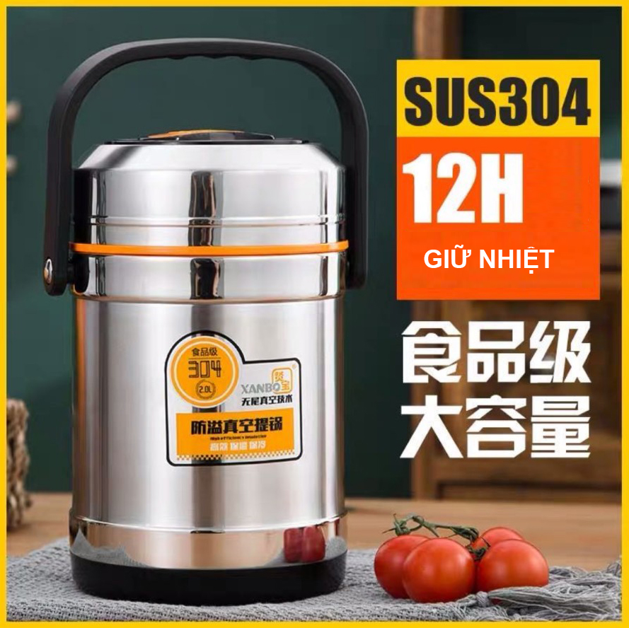 Cặp lồng giữ nhiệt, cà men giữ nhiệt nội địa trung chất liệu inox 304 giữ nhiệt lên đến 8h 1L5
