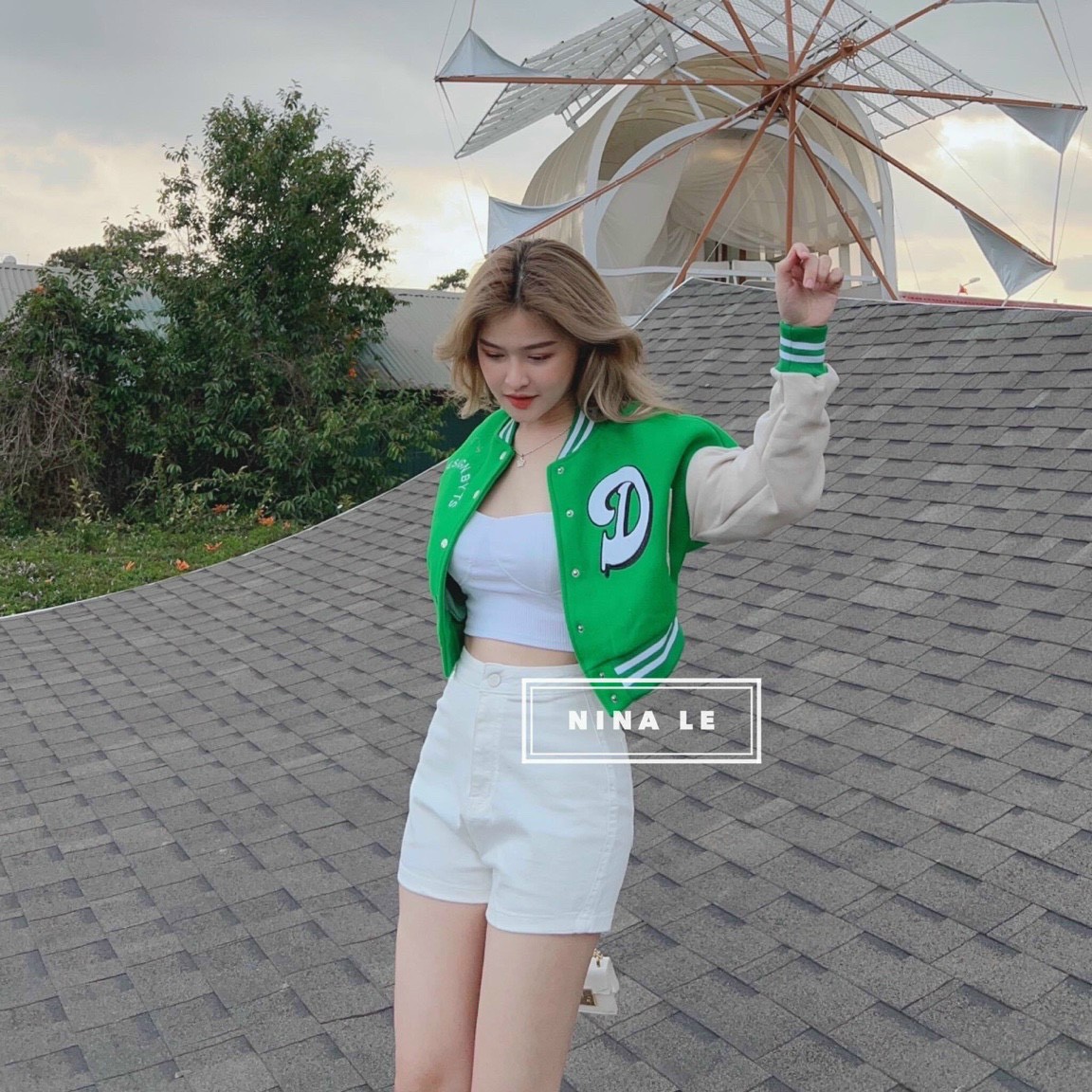 0áo khoác bomber croptop vải nỉ nữ, áo khoác bomber bóng chày croptop nữ chữ d