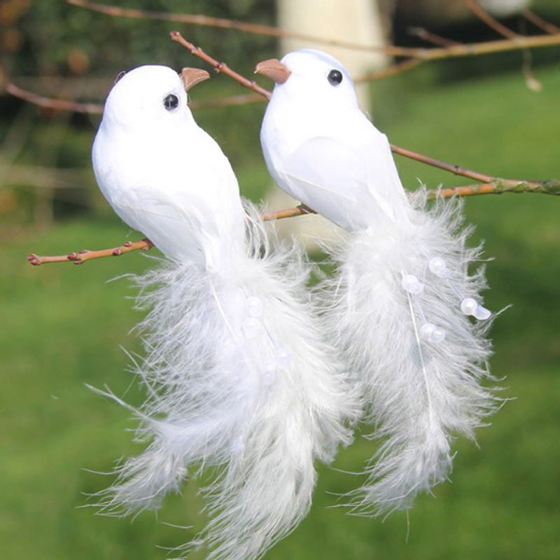 [FU💖] 1Pcs Birds Simulation Artificial Feather Doves Feather Park Mall Ornament