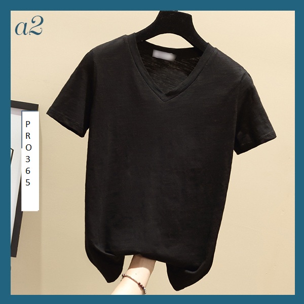 Áo thun xược cotton nữ cổ tim, cổ V