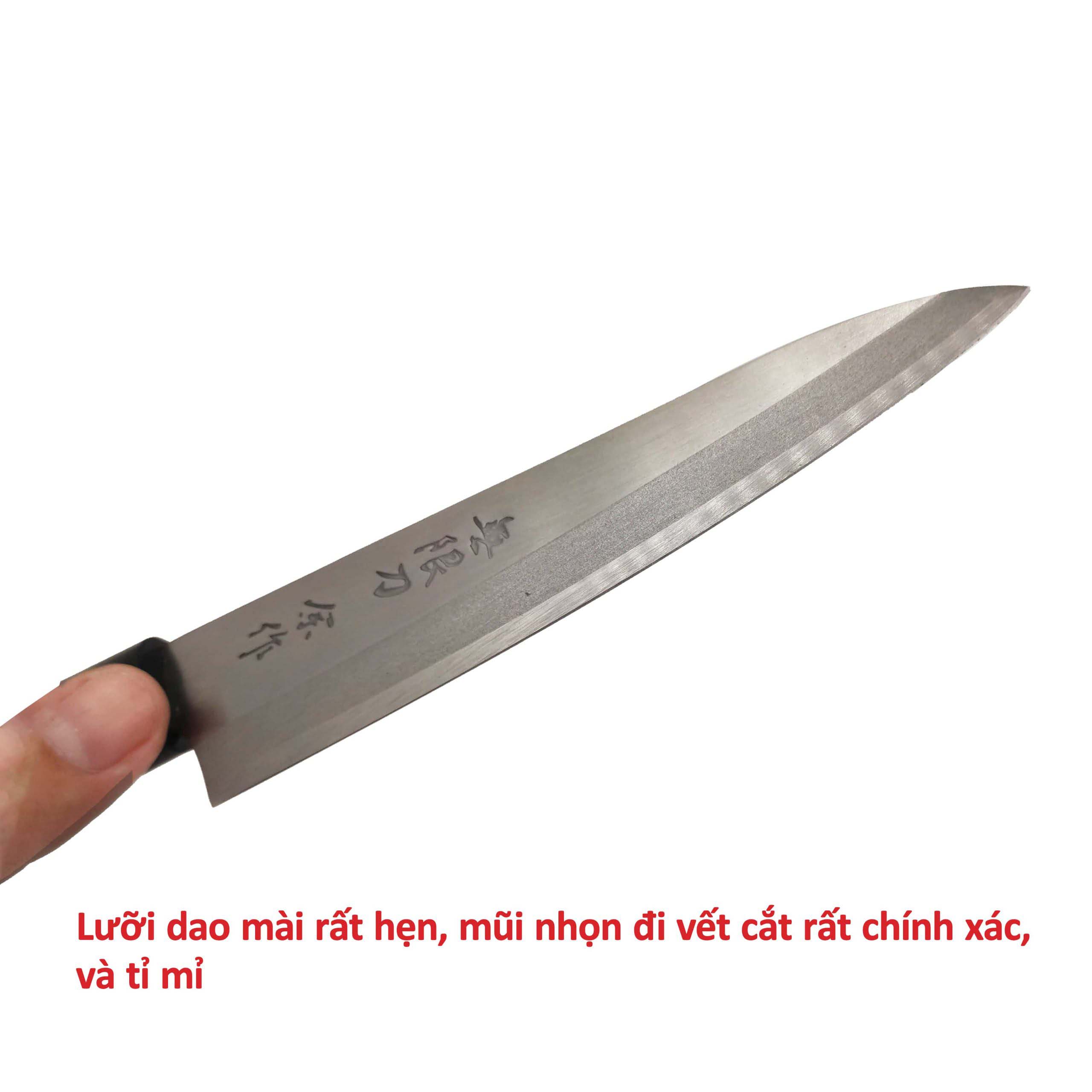 Dao gọt trái cây, lọc cá Petty Nhật Bản lưỡi 14cm sắc bén Dao-6 (lưỡi đầu nhọn không gỉ, cán gỗ không hút nước)