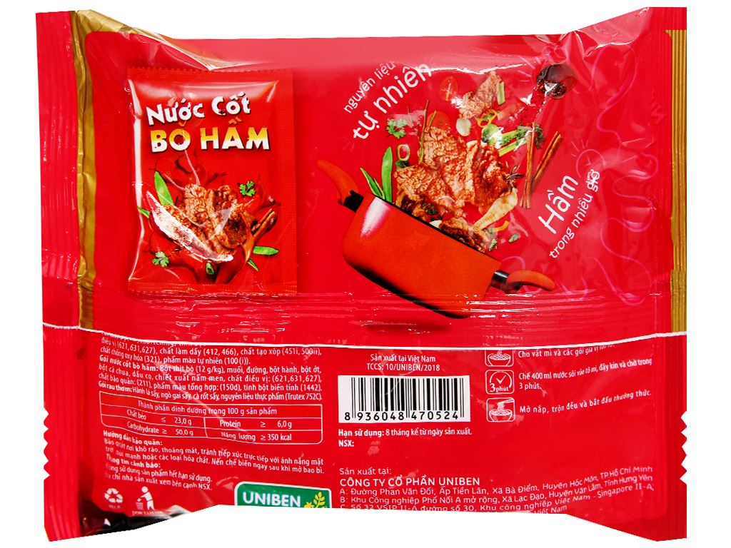 Mì 3 Miền Gold Bò Hầm Rau Thơm Gói 75g