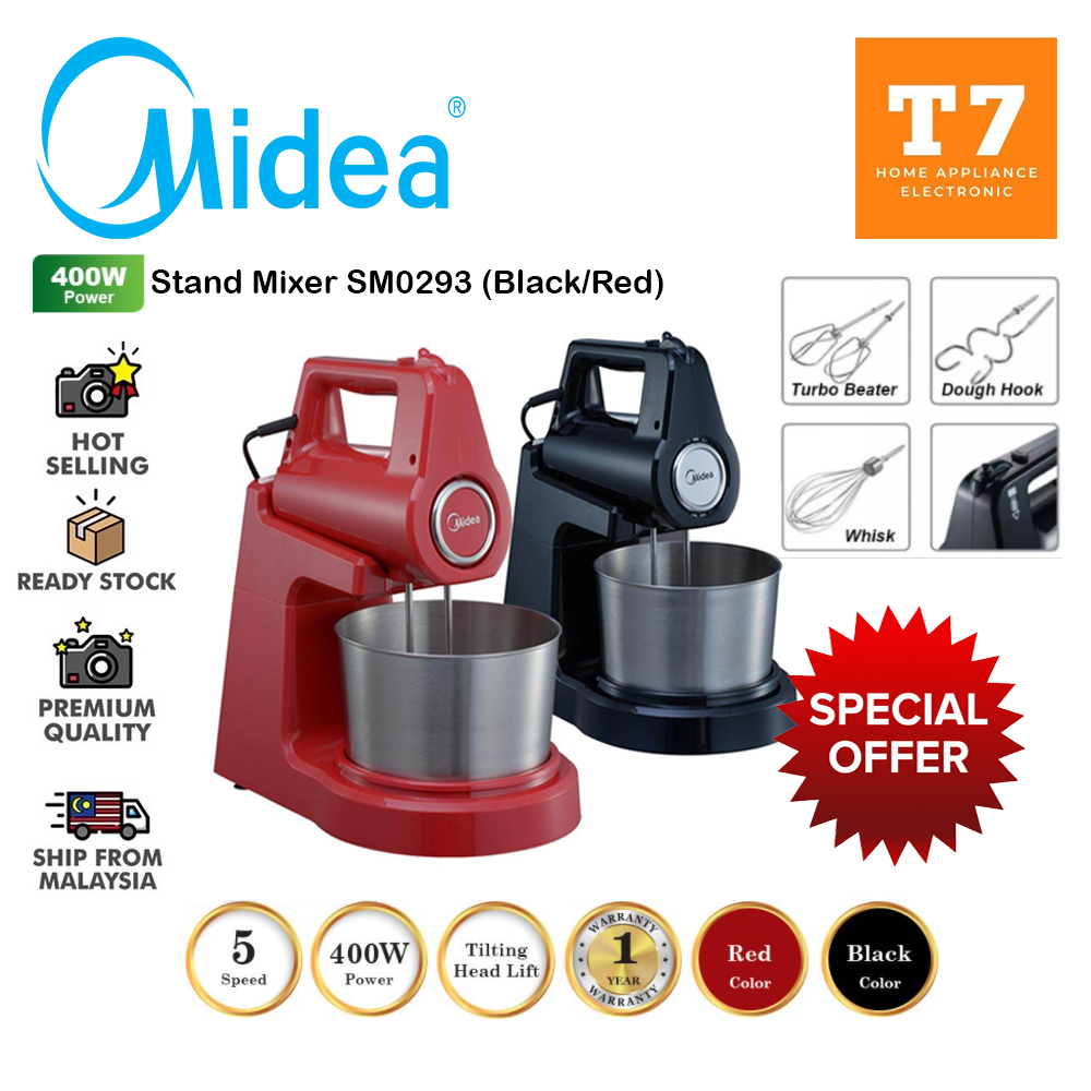 (100 Original Warranty) Midea 400W Stand Mixer SM0293 SM0293BK SM0293