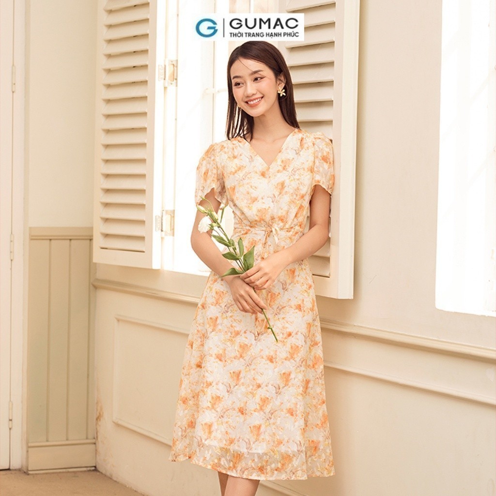 [BST MỚI RA MẮT THÁNG 6] Đầm hoa thắt nơ eo thời trang GUMAC DD06015