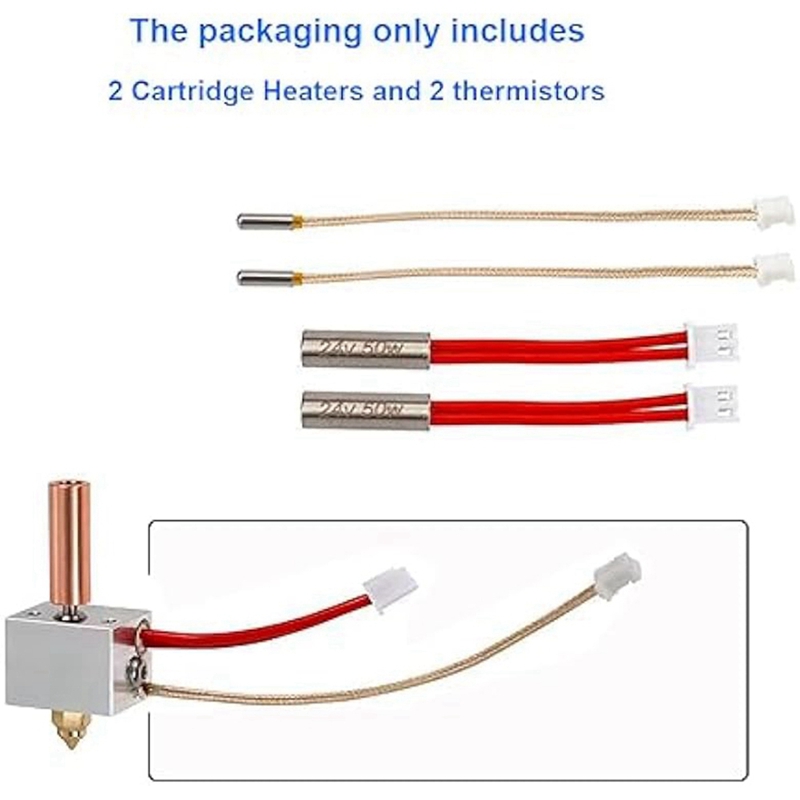 4 Piece Heater Cartridge High Temperature Sensor As Shown Metal for Neptune 4 Pro/Plus/Max 3D Printer