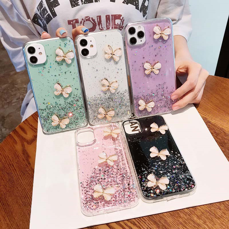 New Phone case For Redmi 13 Xiaomi Poco M6 4G Back cover Sparkling Star Moon Soft Silicone Transparent Butterfly Pattern Anti Drop Cover for Redmi13 4G Xiaomi Poco M6 case. 