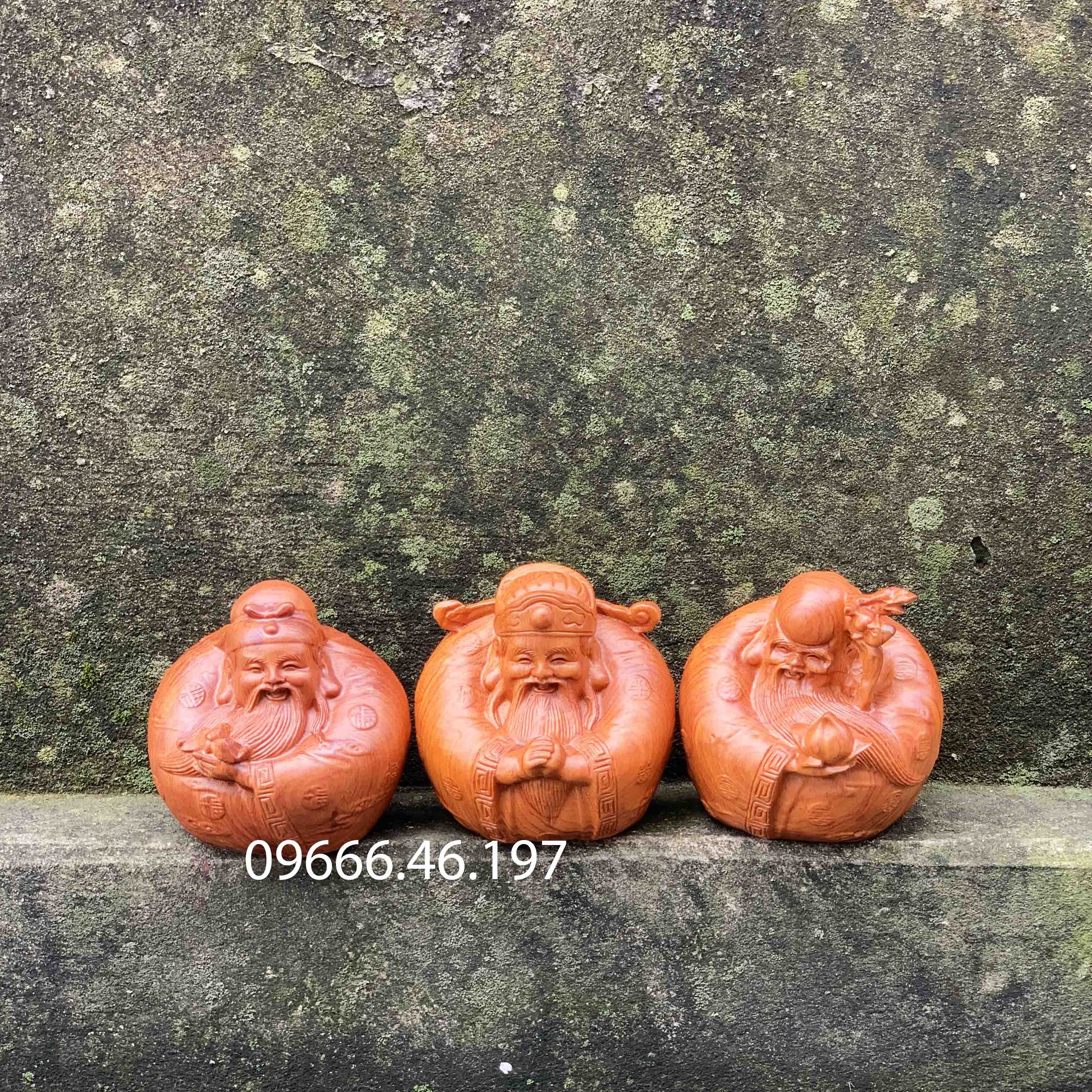 Bộ tượng tam đa phúc lộc thọ trứng chất liệu gỗ hương nguyên khối
