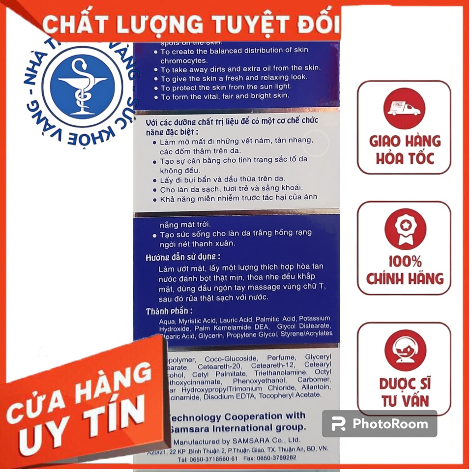 ✅ sữa rửa mặt trắng da, giảm nám, giảm mụn enice samsara uv white 100gr