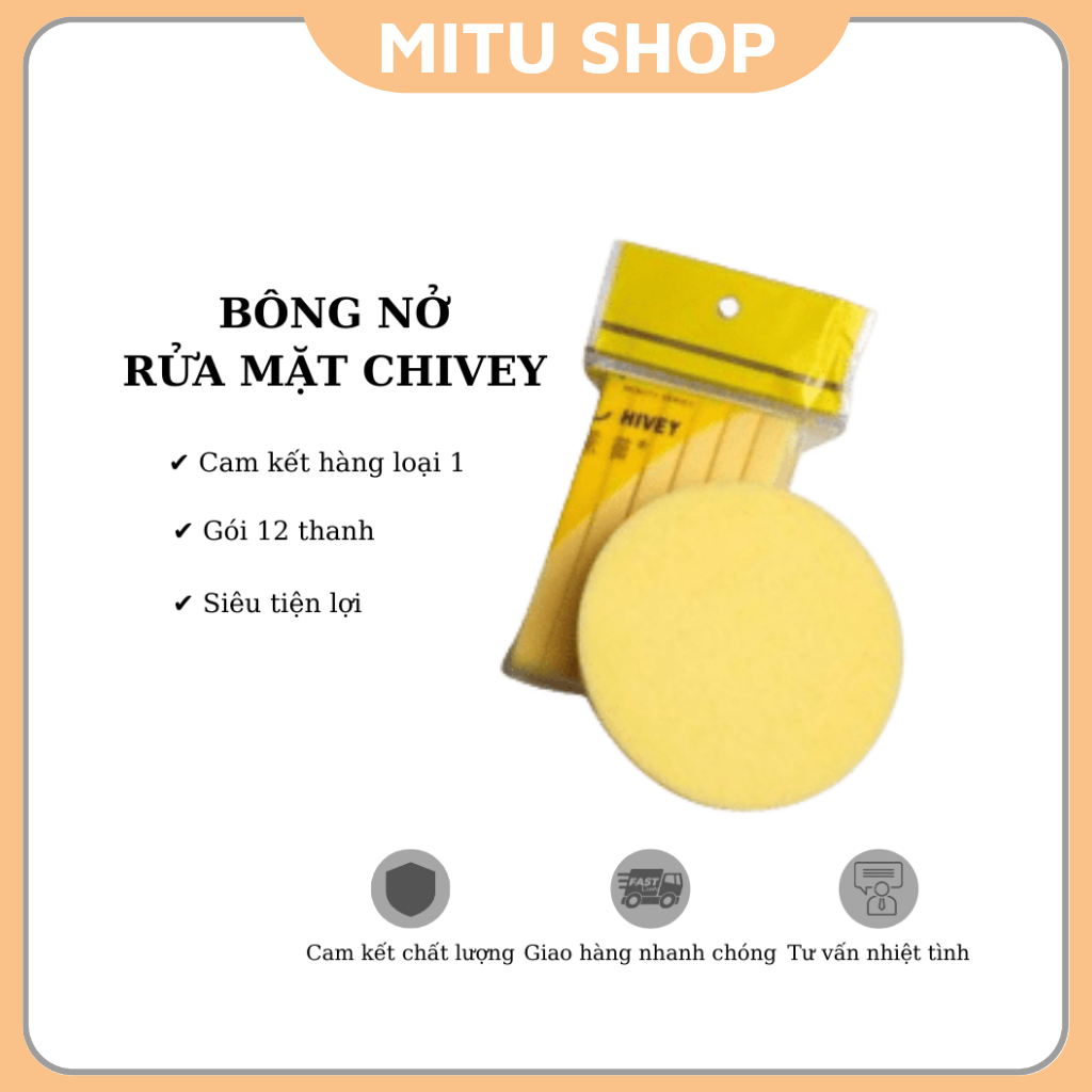 Bông nở Chivey - Bông nở rửa mặt, bọt biển rửa mặt Chivey