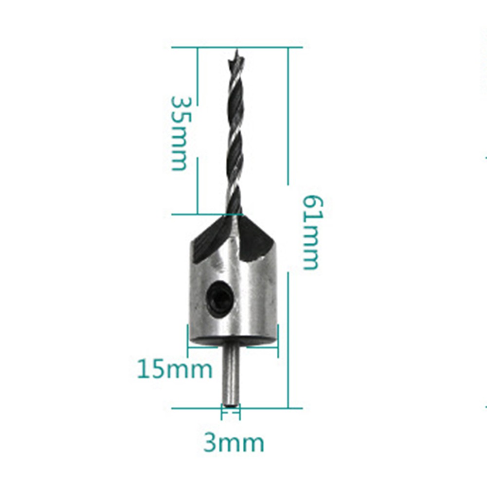Hometool Countersink Drill Bit Set Hole Drill Woodworking Chamfer Bit Set Reaming Drilling 3MM/4mm/5MM/6MM
