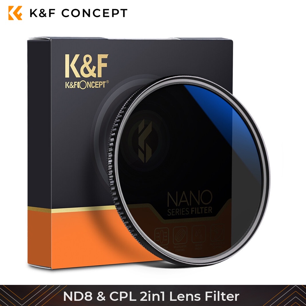 K&F Concept Neutral Density Filter ND 8 Filter and CPL Circular Polarizing Filter 2 in 1 for Camera Lens Multi-Resistant Coating