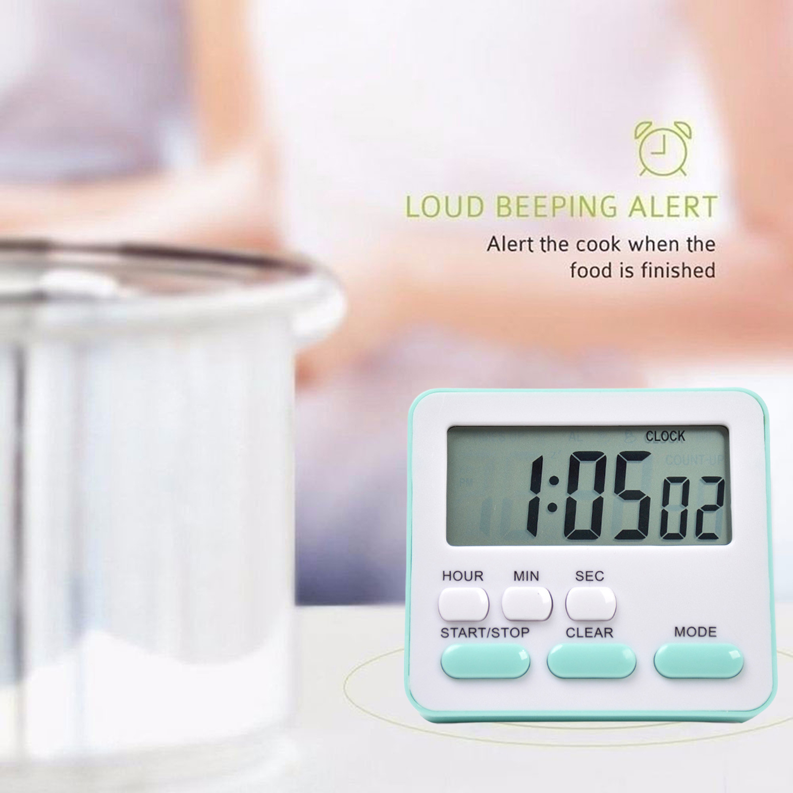 youlianba Bedroom Timer Multifunctional Magnetic Kitchen Timer with Large Display for Cooking and Student Time Management