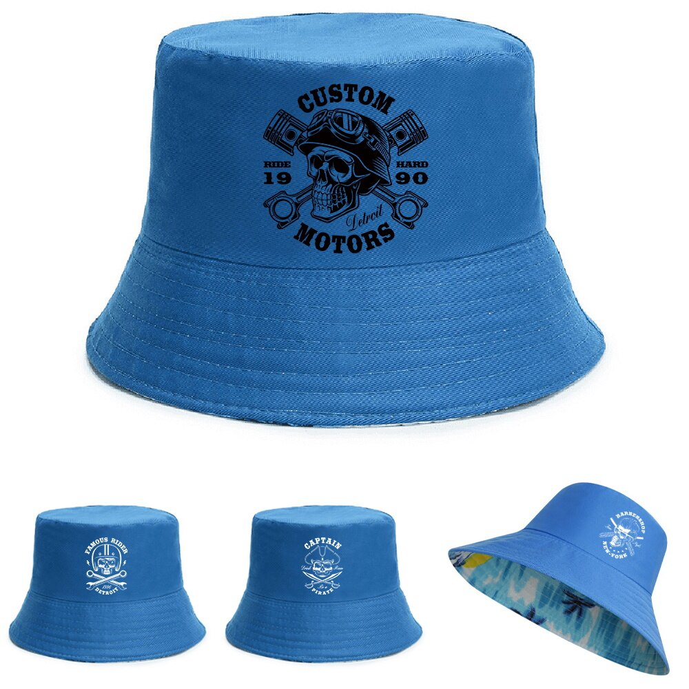 White Letter Print Reversible Fisherman Caps Fashion Cotton Outdoor Bucket  Hats Men Women Beach Fishing Hat Girl Boy Panama Hat