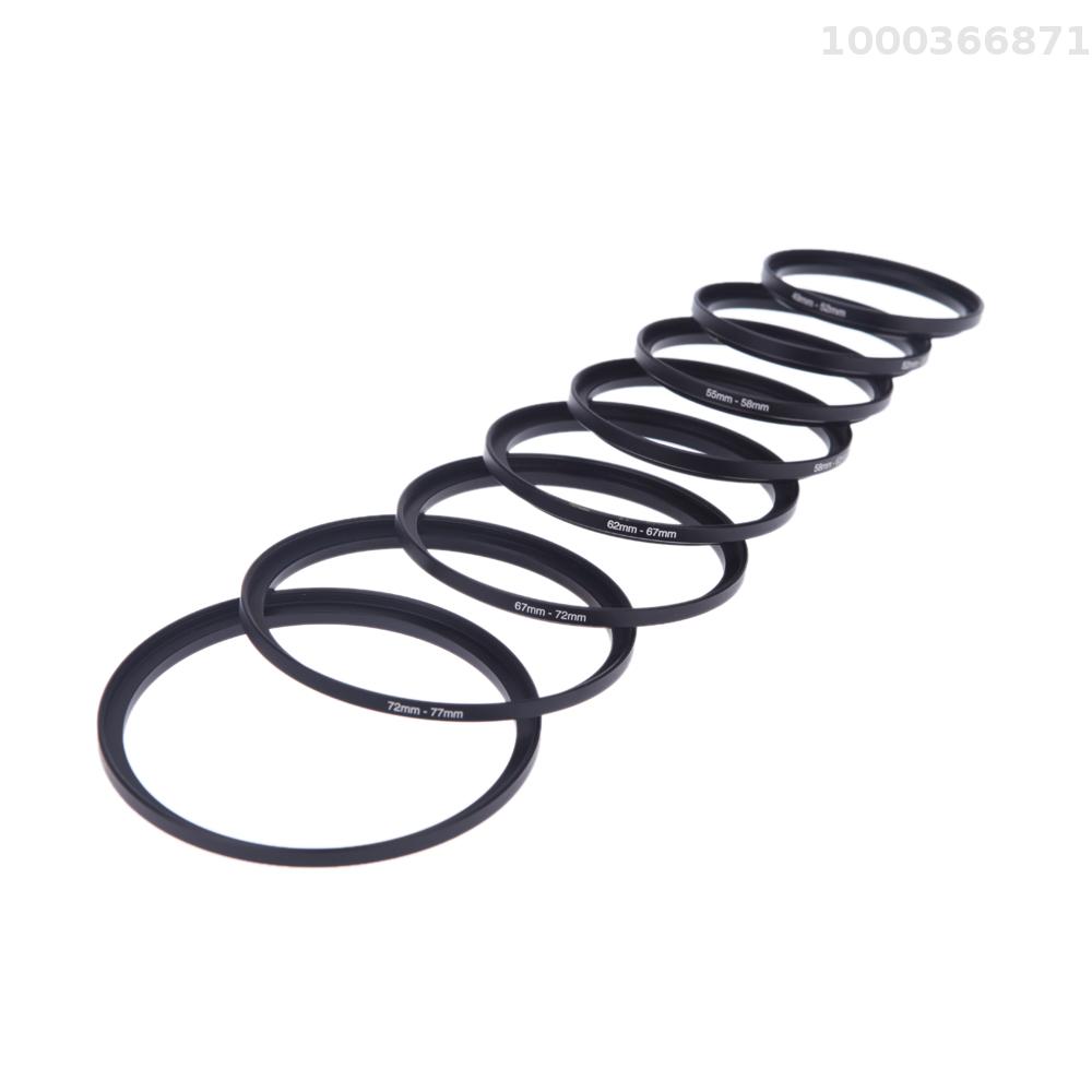 8pcs filter step up rings adapter 49-52-55-58-62-67-72-77-82mm 49mm-82mm