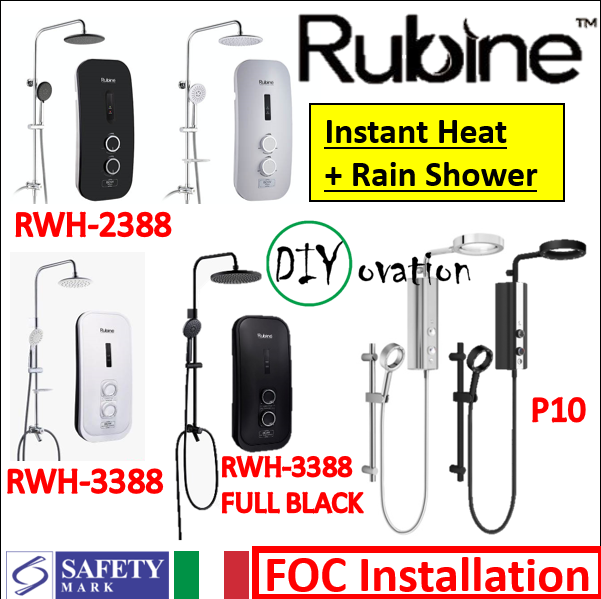 Rubine Instant Water Heater + Rain Shower + Installation/ RWH2388/ RWH