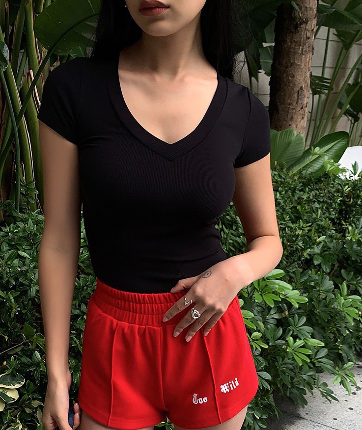 Áo thun tăm nữ cổ tim dáng ôm