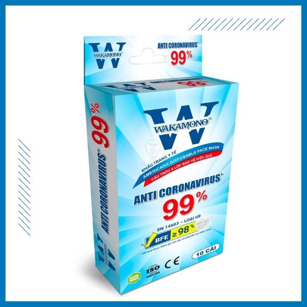 [HCM]Khẩu trang Wakamono diệt Corona 99% (4 lớp  hộp 10 cái)