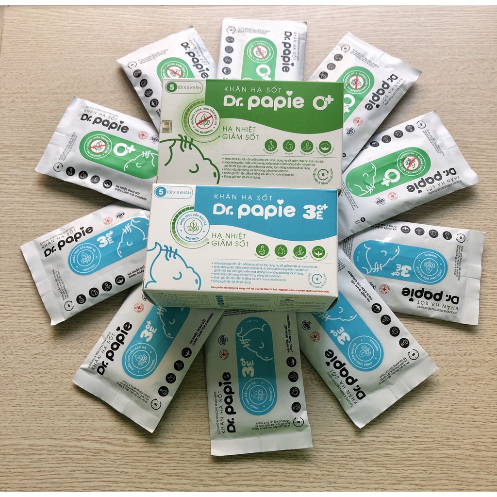 KHĂN HẠ SỐT Dr.Papie 0+/3M+