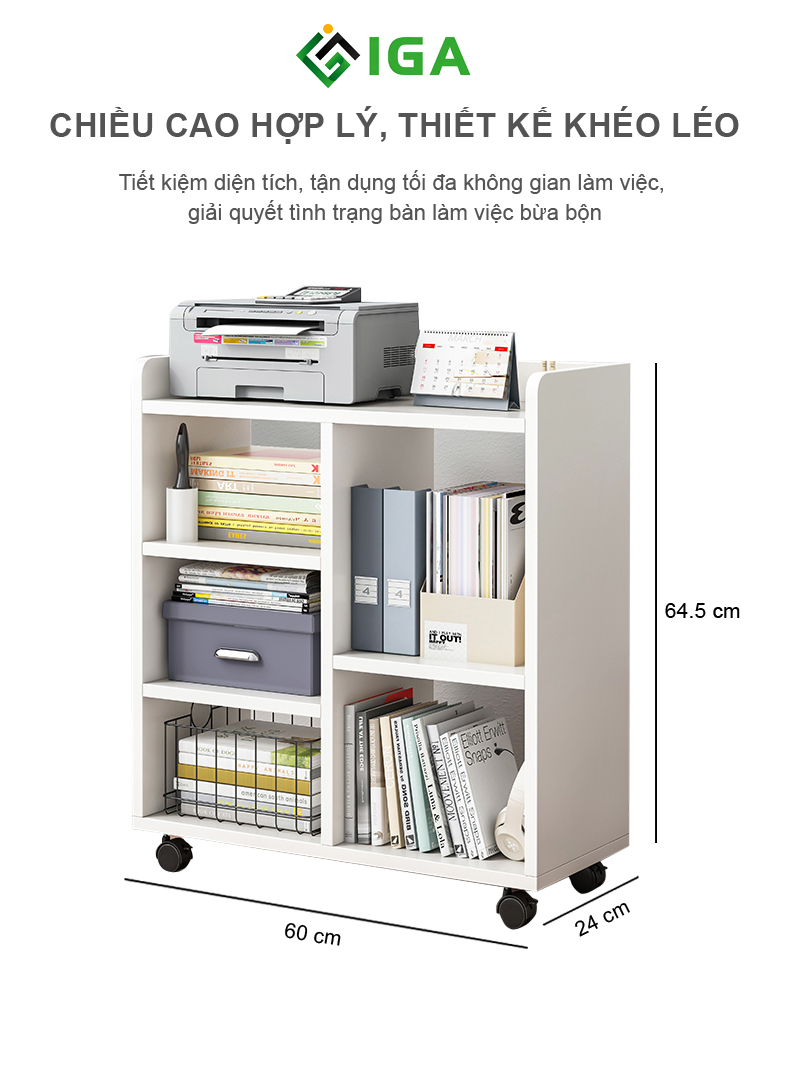 Kệ đa năng lưu trữ đồ có bánh xe, giá sách kệ để đồ tiện lợi - gp173