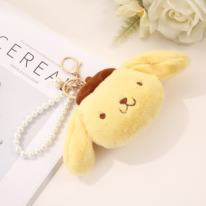 Xin Cartoon Sanrio Keychain Melody Kuromi Cinnamoroll Doll Keyring Plush Cute Key Chain Bag Pendant Gift