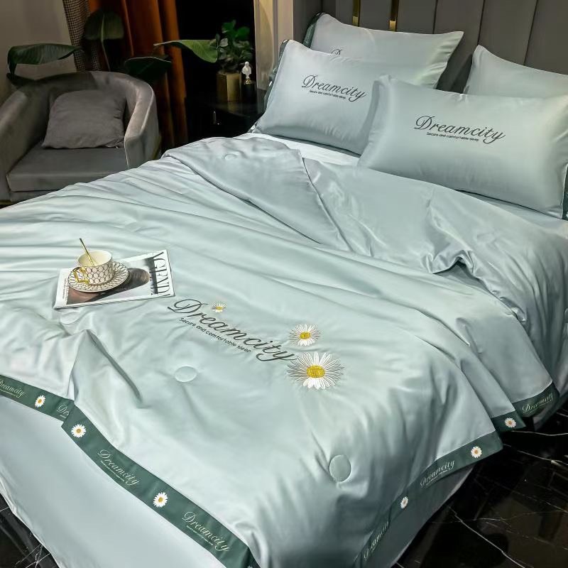 (❤GIÁ CỰC RẺ ) Bộ Chăn Ga Lụa Satin Dreamcity Chăn Chần Hè Set 4 Món