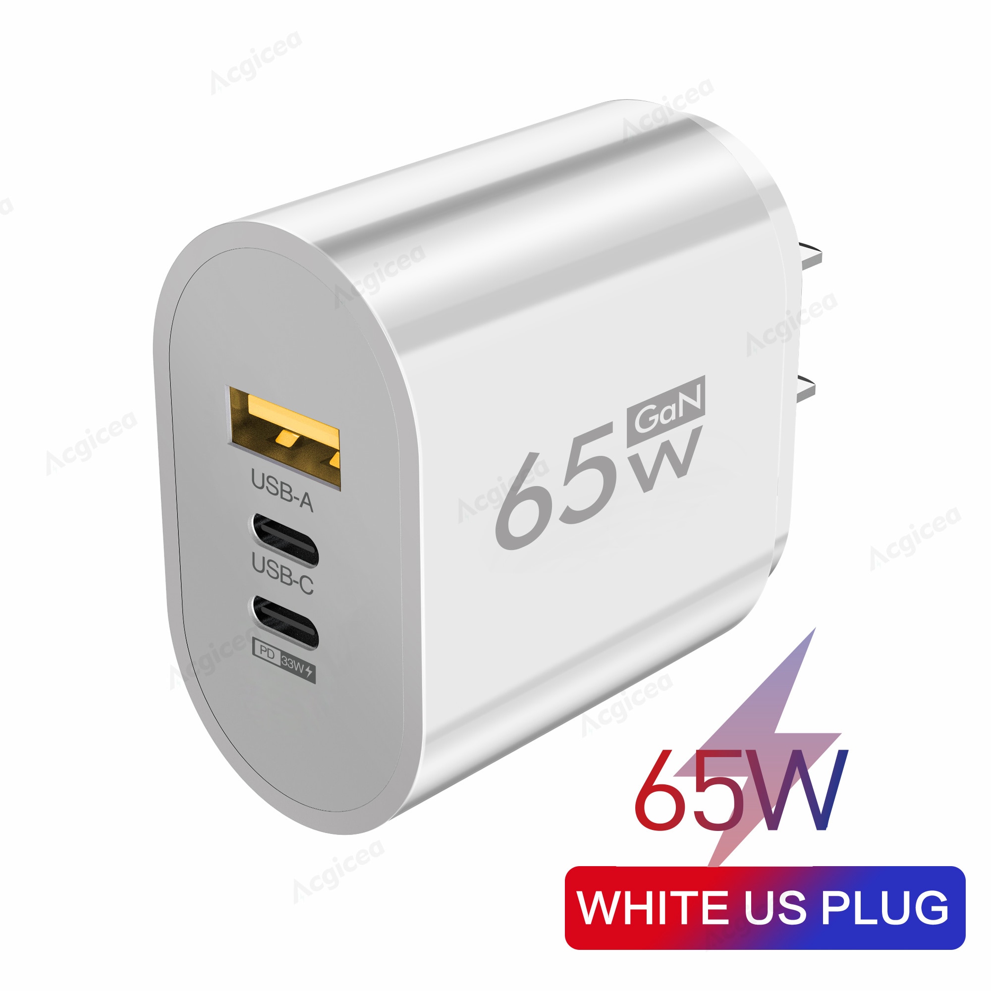 Usb c charger 65w gan fast charging charger 3ports type c mobile phone charger pd power adapter for samsung xiaomi iphone qc3.0