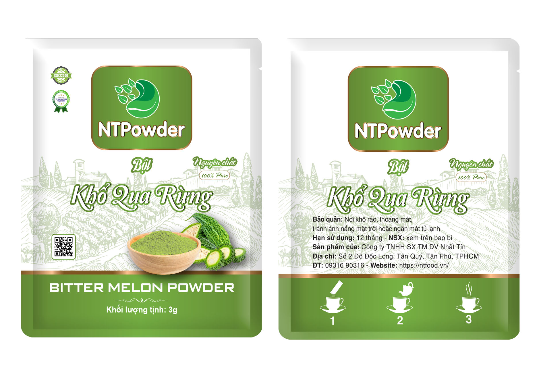 Bột khổ qua rừng sấy lạnh ntpowder 100gr / 60gr - nhất tín food - bột rau củ, tốt cho sức khỏe, ngăn ngừa mụn, chống lão hóa da