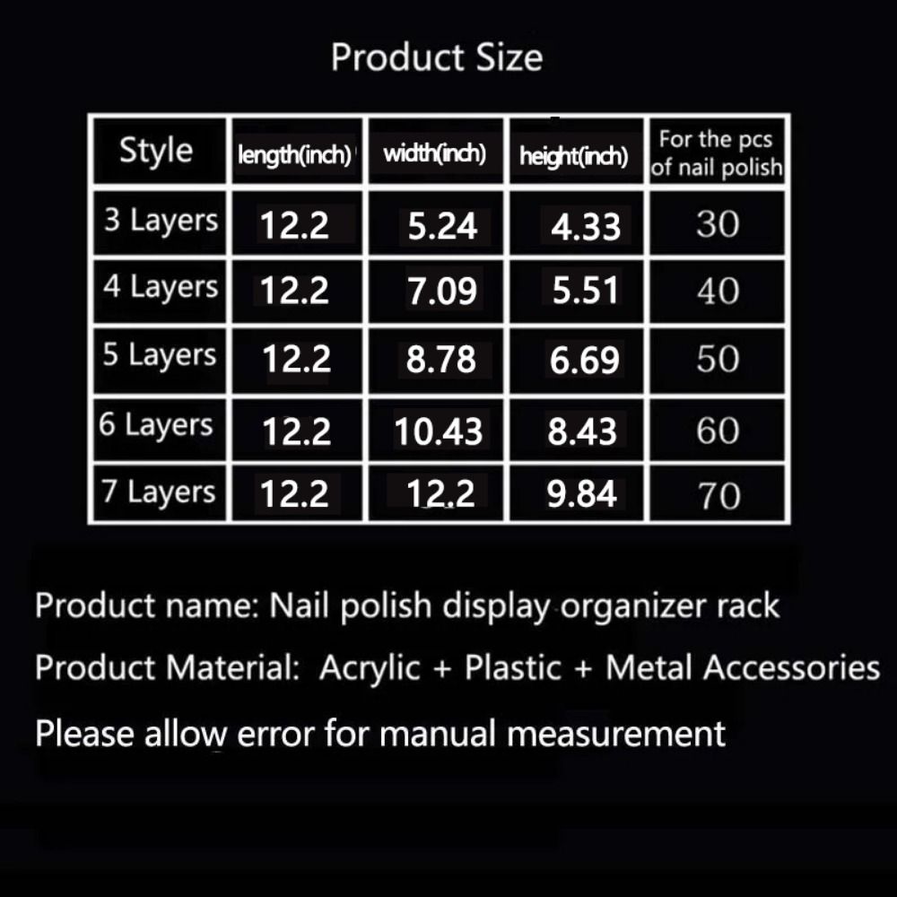 GUAIP 3/4/5/6/7 Layers Nail Polish Display Stand Acrylic Clear Collection Display Rack Durable Multi-layer Cosmetic Organizer Shelf Everyday Use