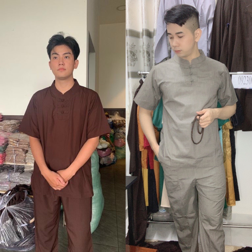 ĐỒ LAM ĐI CHÙA  3 Nút Tay Ngắn