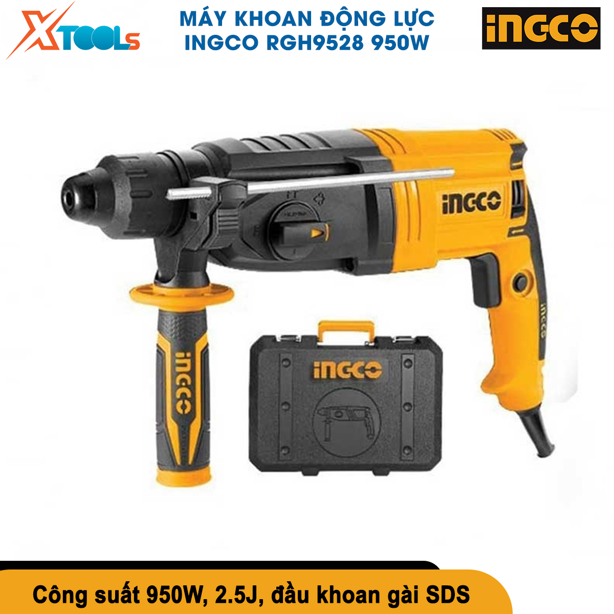 Hand drill 3 function ingco 650-900W electric 220V, machine drilling concrete, hammer drill, drill multi-function, enclosed head drill tuck SDS for native rgh9028-2-product genuine [xsafe] [XTools]