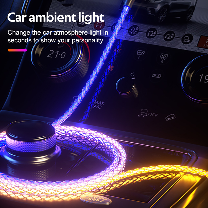 LED 6A Fast Charging USB Type C Cable Micro USB  Metal Head For iphone 14 13 Huawei Android Phone Charger For Xiaomi Samsung Type C Cable Micro USB Data Line