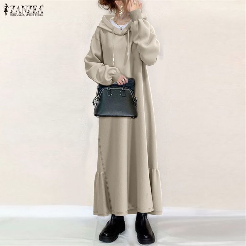 ZANZEA Korean Style Women Autumn Winter Full Sleeve Plain Sweater Dresses Hooded Neck Long Dress #1215 | Daraz.lk ZANZEA Korean Style Women Autumn Winter Full Sleeve Plain Sweater Dresses Hooded Neck Long Dress #1215 | Daraz.lk