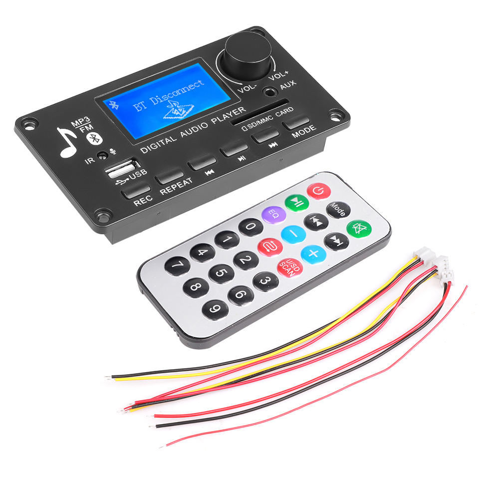 12v car bluetooth 5.0 mp3 player support usb fm tf aux handsfree call recording audio decoder board module