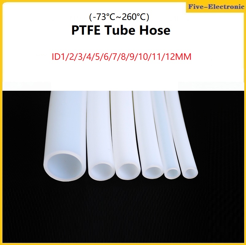 PTFE Tube  F46 Insulated Capillary ID 1/2/3/4/5/6/7/8/9/10/11/12MM Heat Protect Transmit Hose Rigid Pipe Temperature Corrosion Resistance 600V（Milk White)-5/2/1Meter