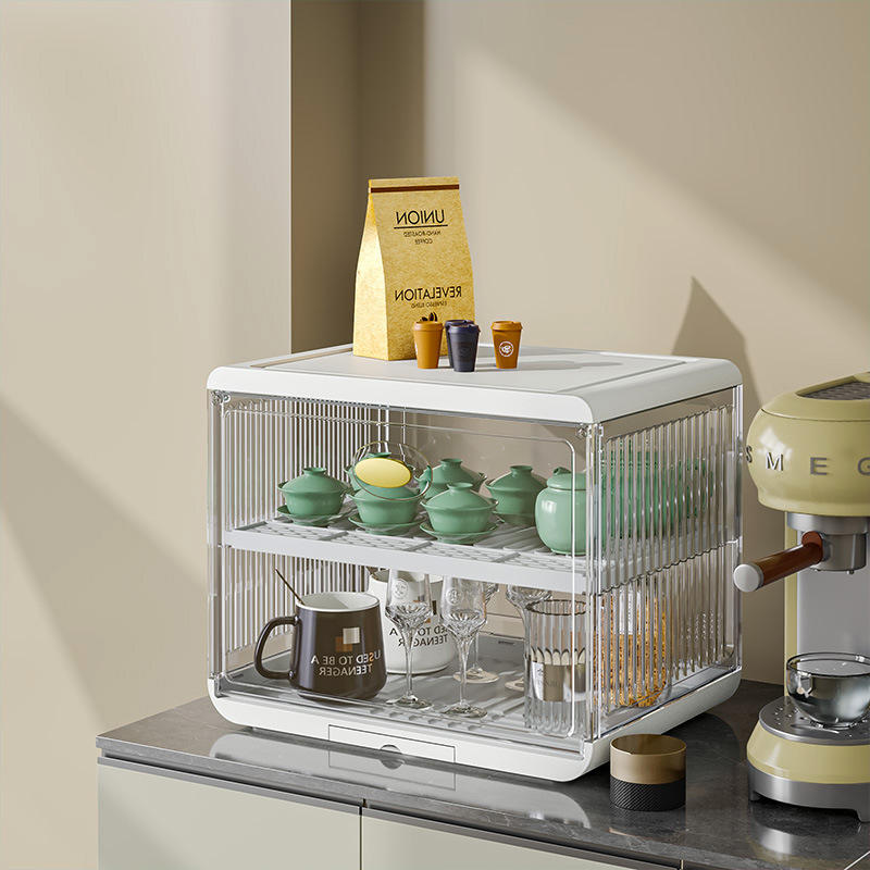 Cup holders, household dustproof cup storage shelves, foldable tabletop tea cup shelves, tea set storage cabinets