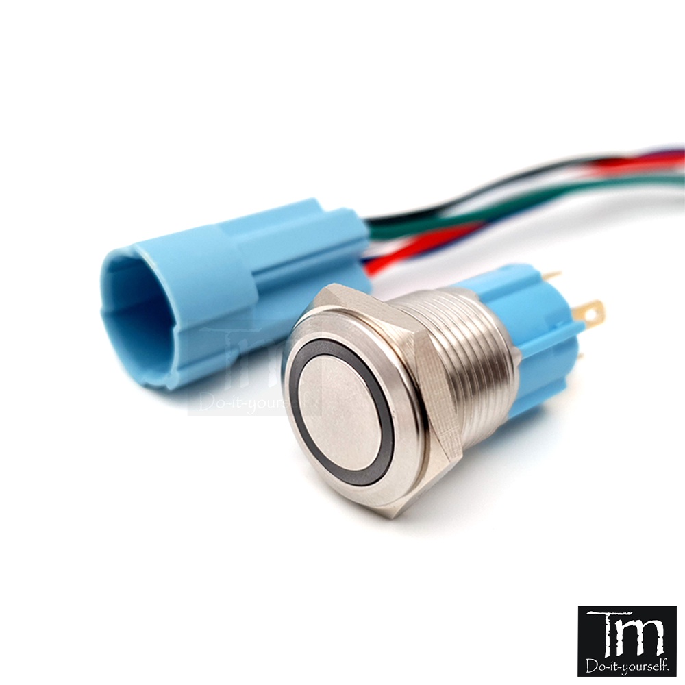 Nút Nhấn Có Đèn Kim Loại Chống Nước 16mm (Nhấn nhả + nhấn giữ)