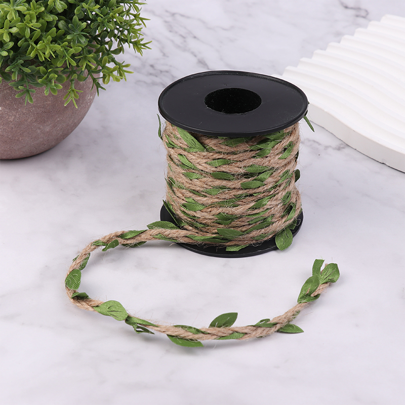 10M 5MM DIY Hemp Rope Leaves Mixed Weaving Forest Series Hemp Rope Simulation Decorative Hemp Rope DIY Background Rattan Jessica. 