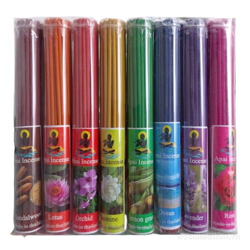 Combo 8 bó Nhang ( mỗi bó 50 nén, dài 21cm) đốt Hương trầm 8 mùi tự nhiên Apai incense Thái Lan dài - hương hoa hồng, lài , quế, lavender...BÁCH HÓA UY TÍN