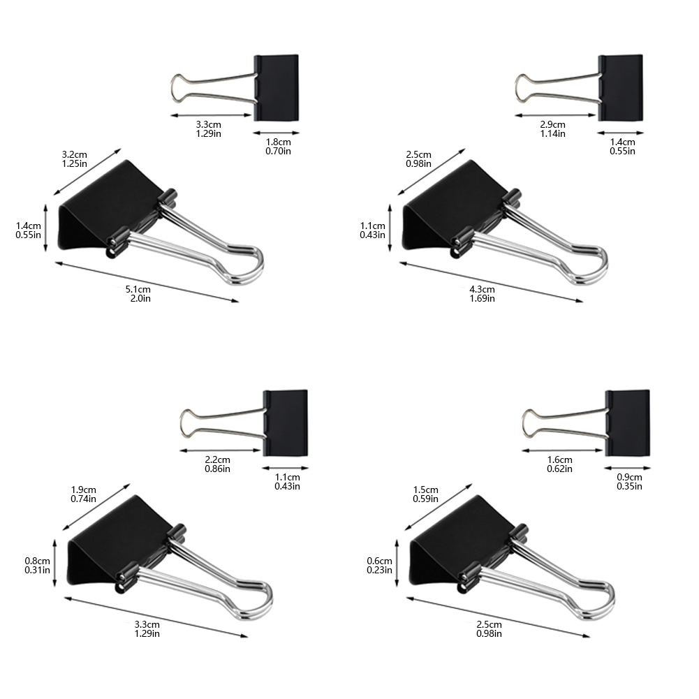 SF 10pcs/lot Binder Clips Metal Fold Back Clips Small Paper Clip Clamp 15/19/25/32mm Office Clip for Home School Office Storage. 