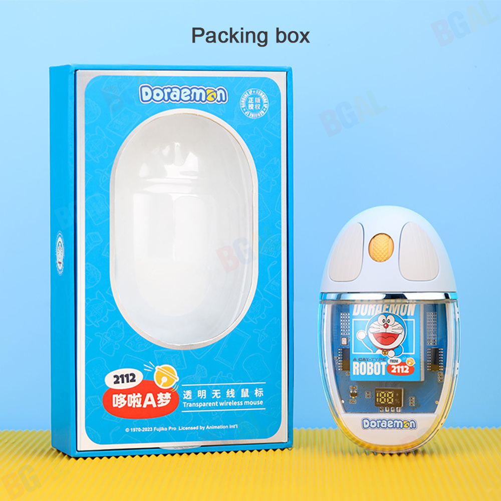100% Authentic Doraemon Mouse Wireless Bluetooth Dual Mode Transparent Design Rechargeable for PC Laptop Computer Mute RST10855