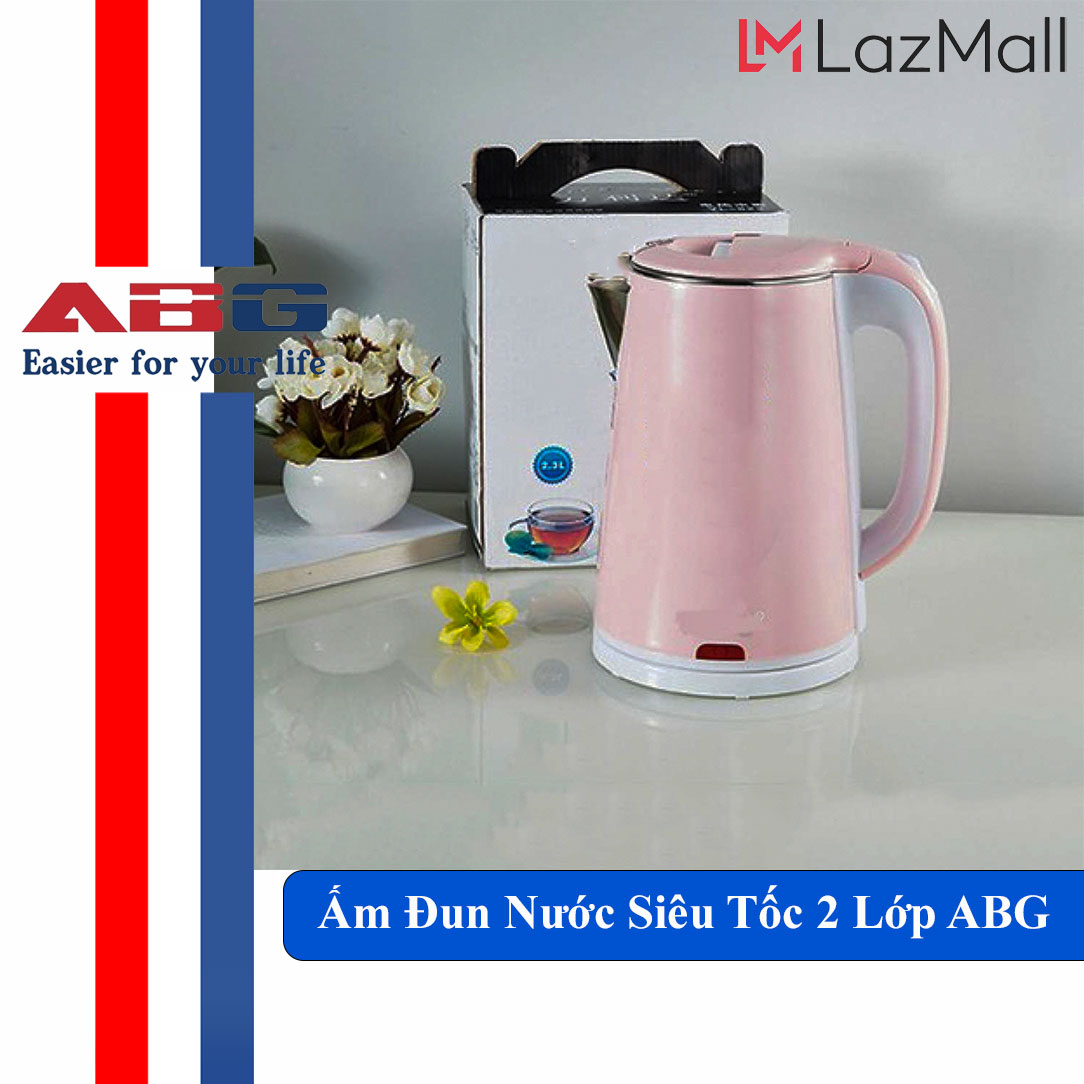 Ấm Đun Nước Siêu Tốc 2 Lớp Bằng Điện ABG, Ấm Đun Giữ Nhiệt Dung Tích 2.5L , Am Dun Nuoc Nong, Sử Dụng Công Nghệ Inverter, Tiết Kiệm Điện Năng Kèm Chân Đế Xoay 360 Độ - Hàng Chính Hãng