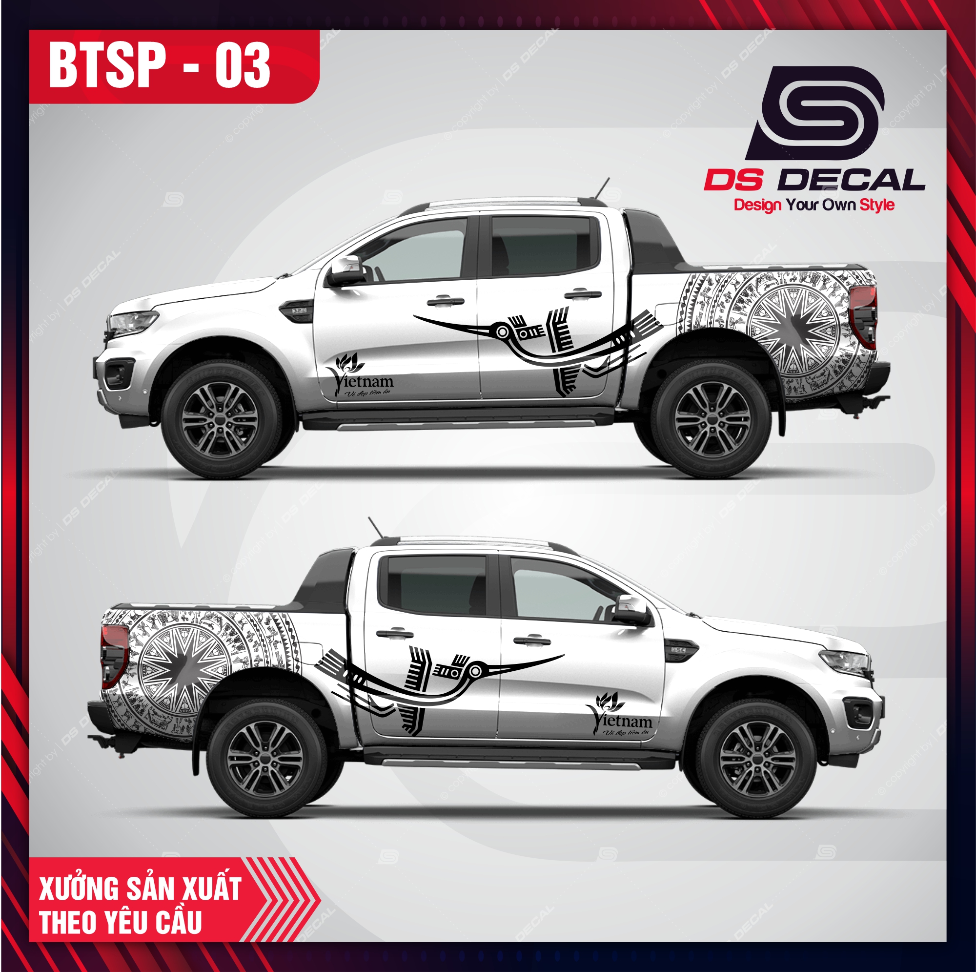 Tem dán xe ô tô ford ranger - 03, sticker trang trí xe ô tô, decal dán ô tô pvc chống nước - dsdecal