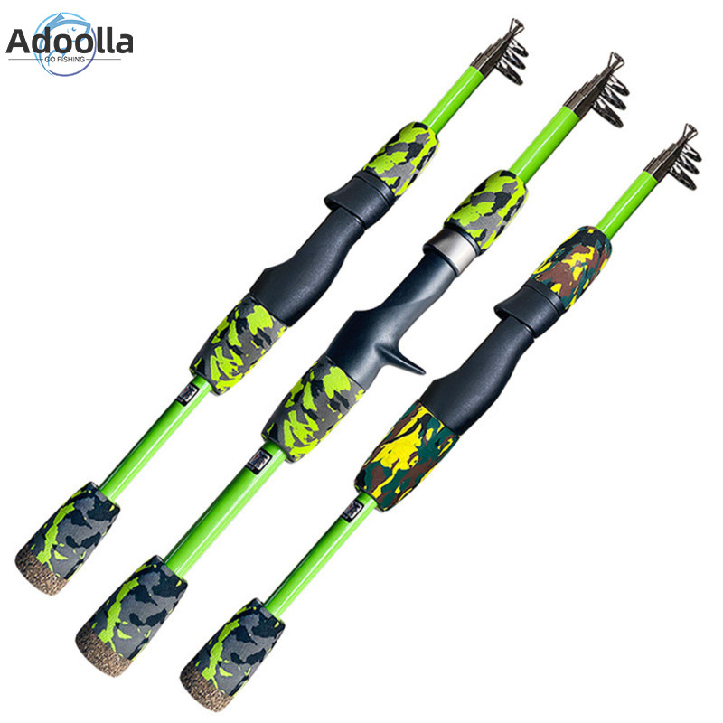 Adoolla Telescopic Lure Rod Baitcasting Rod 1.2M 1.5M Resin Cork Wood  Handle Spinning Rod Fishing Pole Tackle