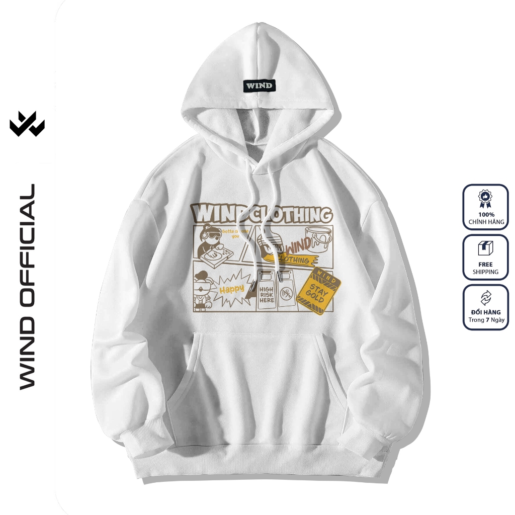 Áo hoodie unisex form rộng WIND MEDIA bản Premium nỉ ngoại nam nữ oversize