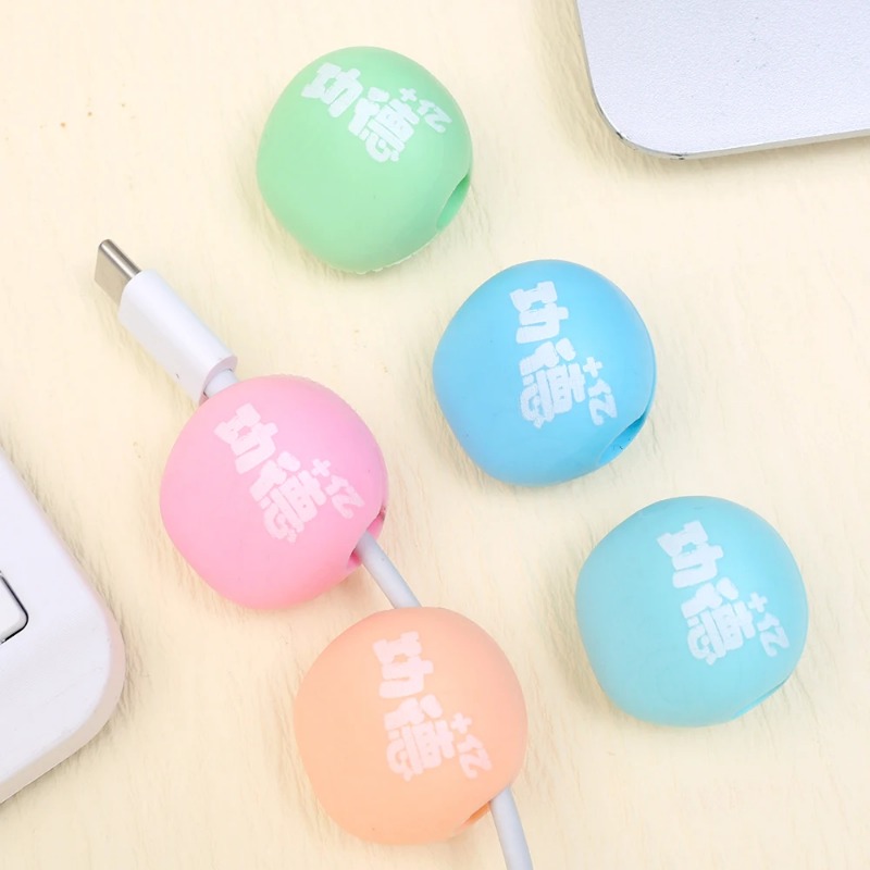10/20Pcs Creative Wooden Fish Cable Organizer Multifunction Desktop Data Cord Winder Silicone USB Wire Storage Clips
