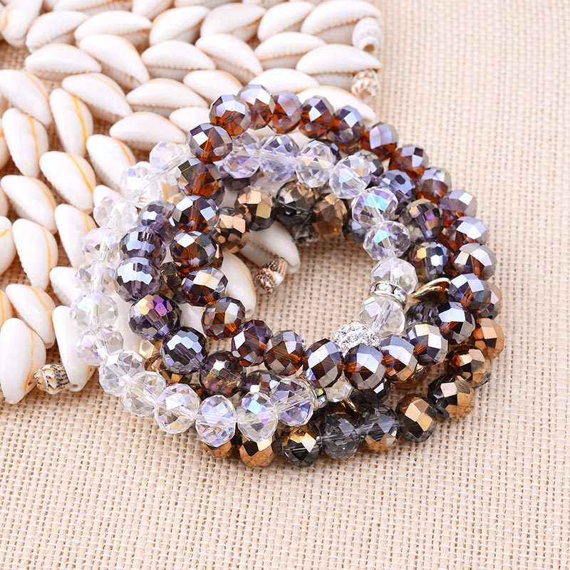 【Unlimited repurchase】New DIY Beaded Crystal Bracelet Female Original Stretch Colorful Facet Glass Bead Bracelet. 