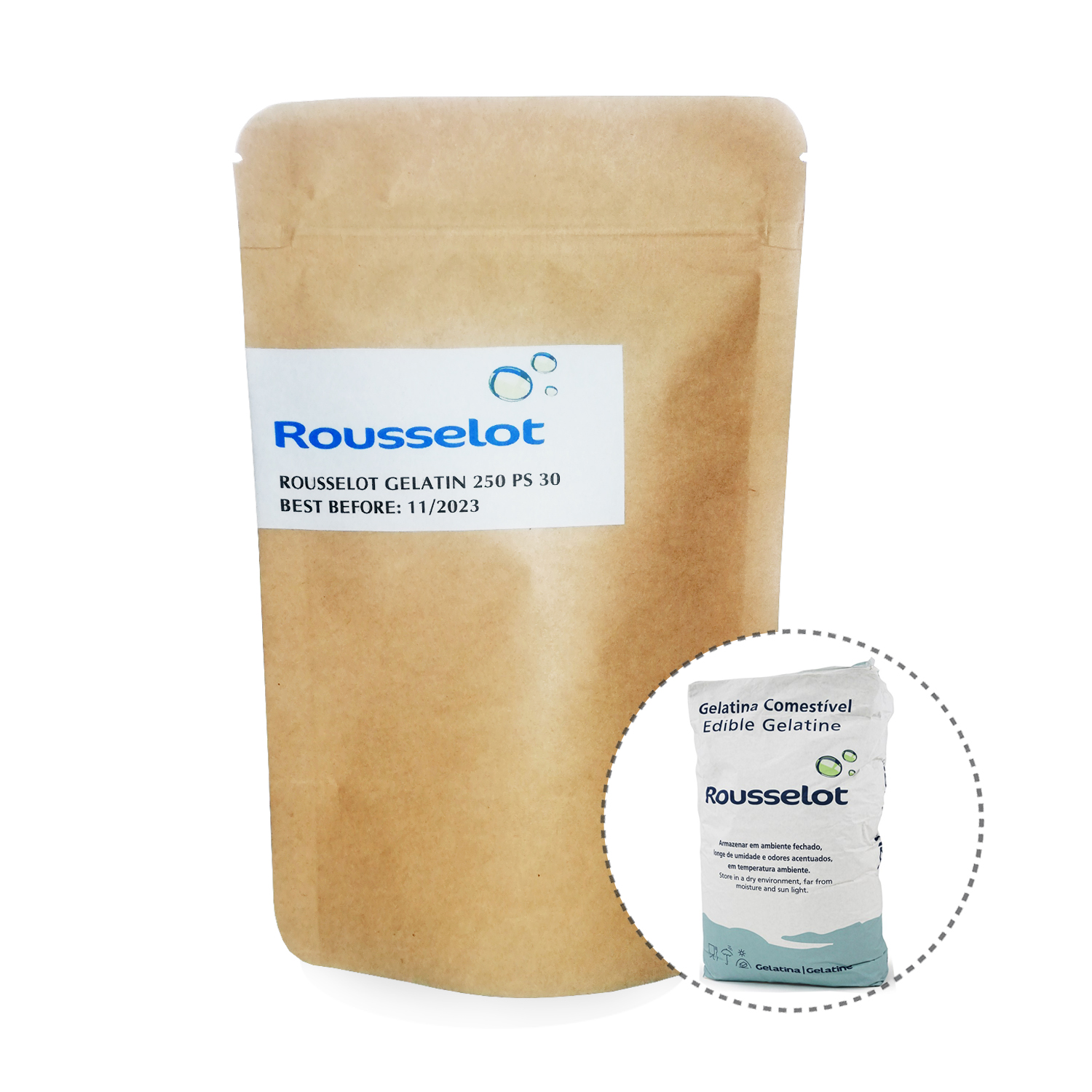 Bột gelatin Rousselot Pháp A250 Bloom gói 100g/gói 1kg