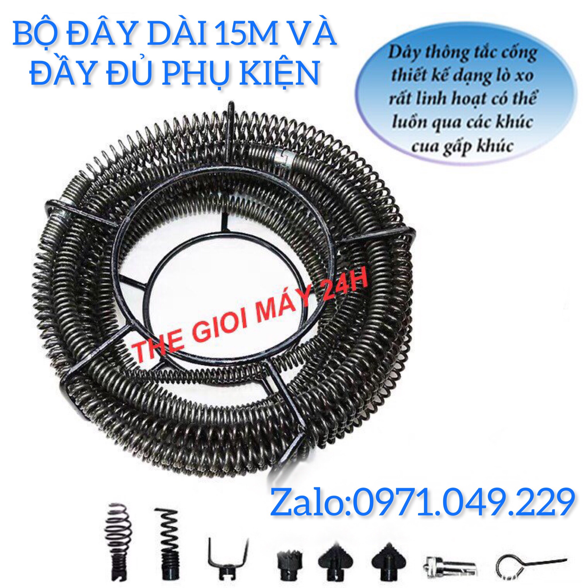 Dây thông tắc cống dùng máy khoan dài 15m