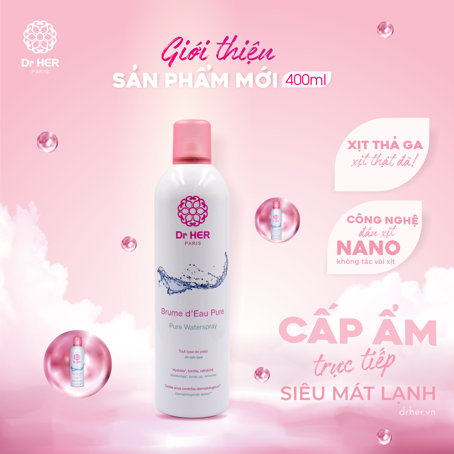 Xịt khoáng Pháp Dr HER_400ML